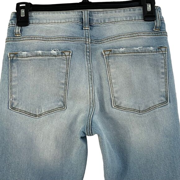 KanCan SZ 26 Skinny Jeans Mid-Rise Distressed Whiskered Stretch Pockets Fray Hem - Picture 5 of 10